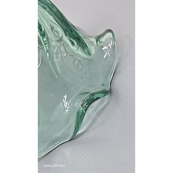 FENTON Glass Sea Mist Green Bell Paisley Swirl Ruffled Edge 7" Collectible Vtg - Picture 14 of 14
